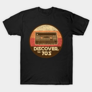 DISCOVER THE 70'S retro vintage cassette tape mashup T-Shirt